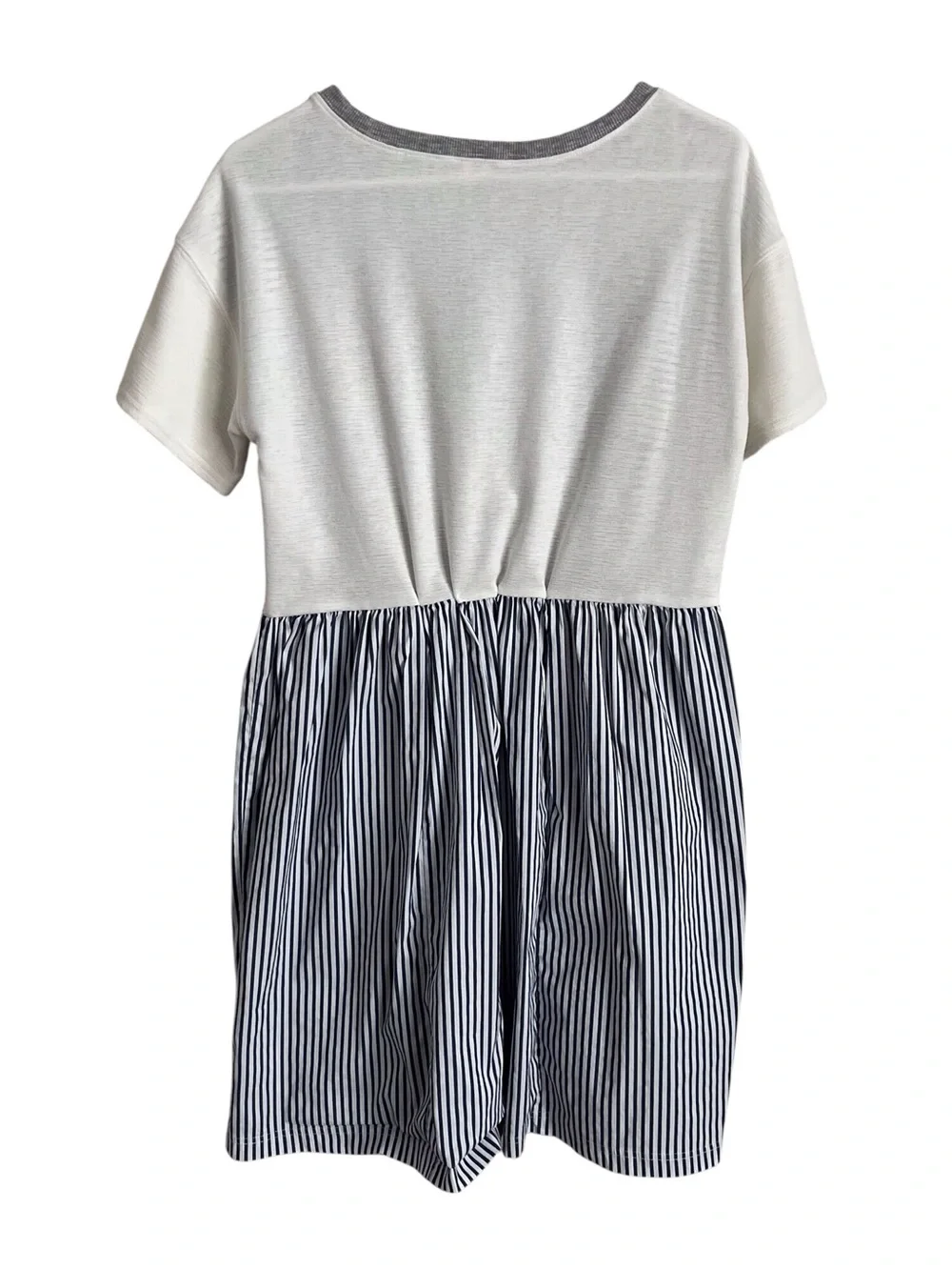 Anthropologie Stripe Dress Blue White Coastal Mixed Media Beach Preppy Small - Picture 3 of 8
